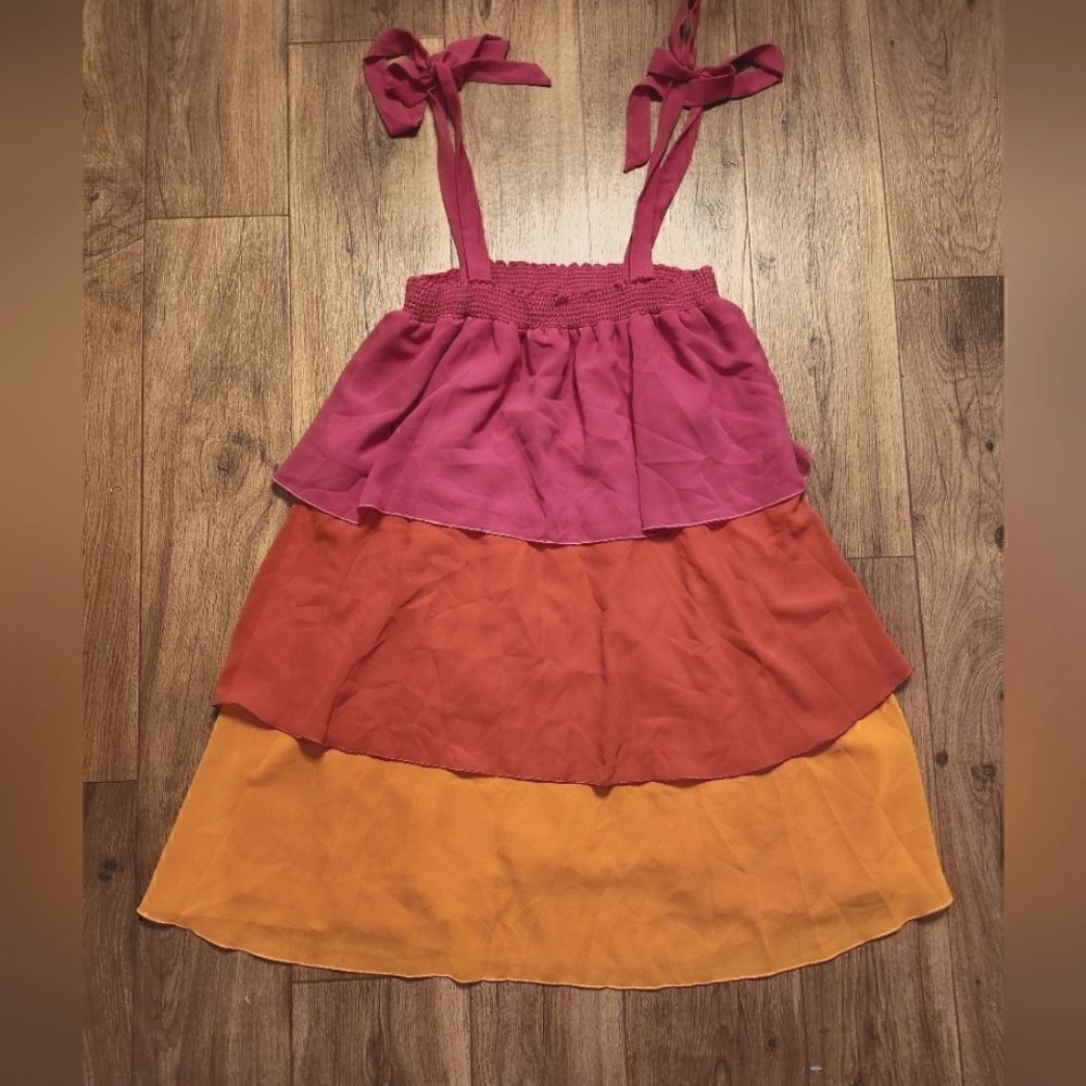 Show Me Your MuMu Gabriela Tiered Ruffle Mini Dress Multi Size M - Picture 5 of 9